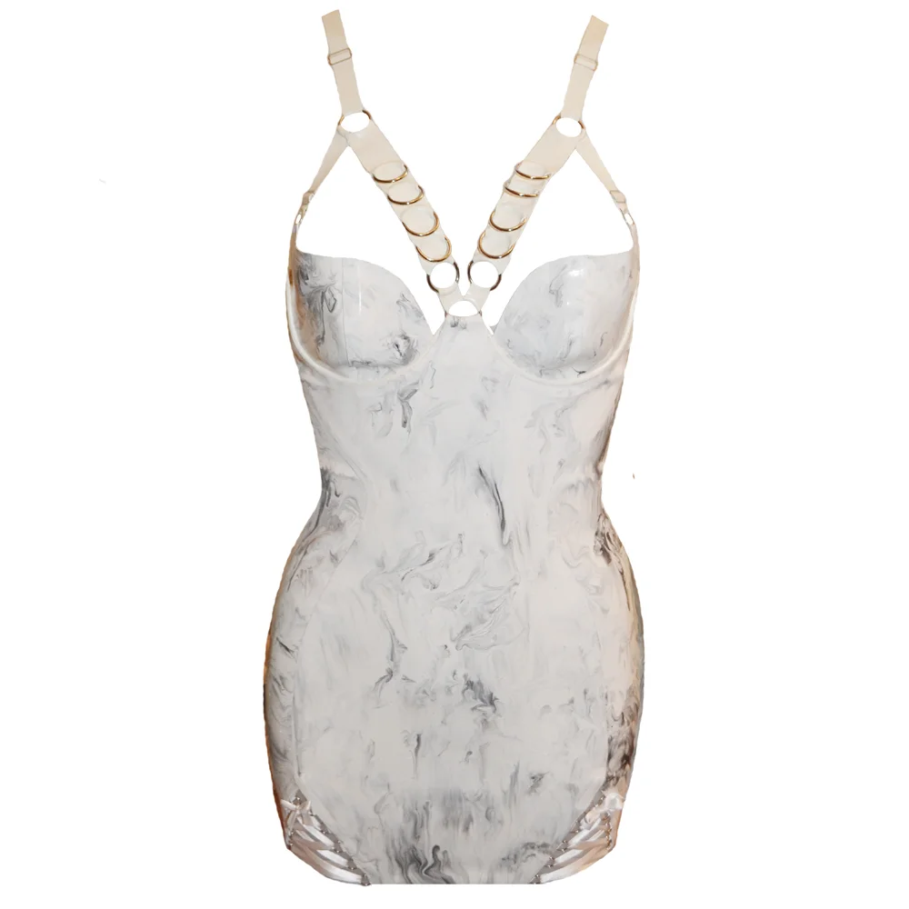 Hesperia Harness Dress White — ELISSA POPPY